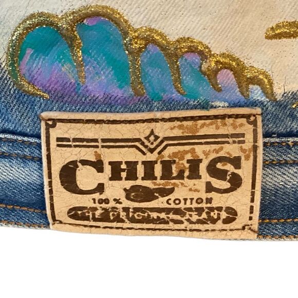 Chili’s Sz M Blue Denim HandPainted Mickey Mouse Artwork Jean Jacket - Picture 6 of 6